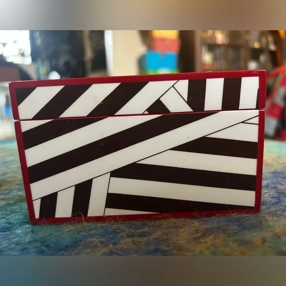 Henri Bendel Brown White Striped Jewelry Box
